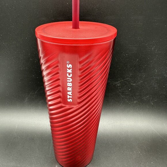 Starbucks Red Ribbon Swirl Stainless Tumbler Winter 2022 Holiday Cold Venti 24oz - Picture 6 of 12